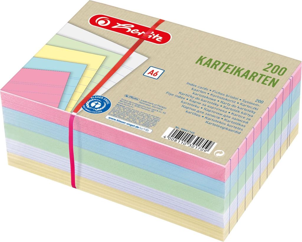 Herlitz Fiche A6 lignée 4 couleurs + blanc Feuilles Ange Image du produit 