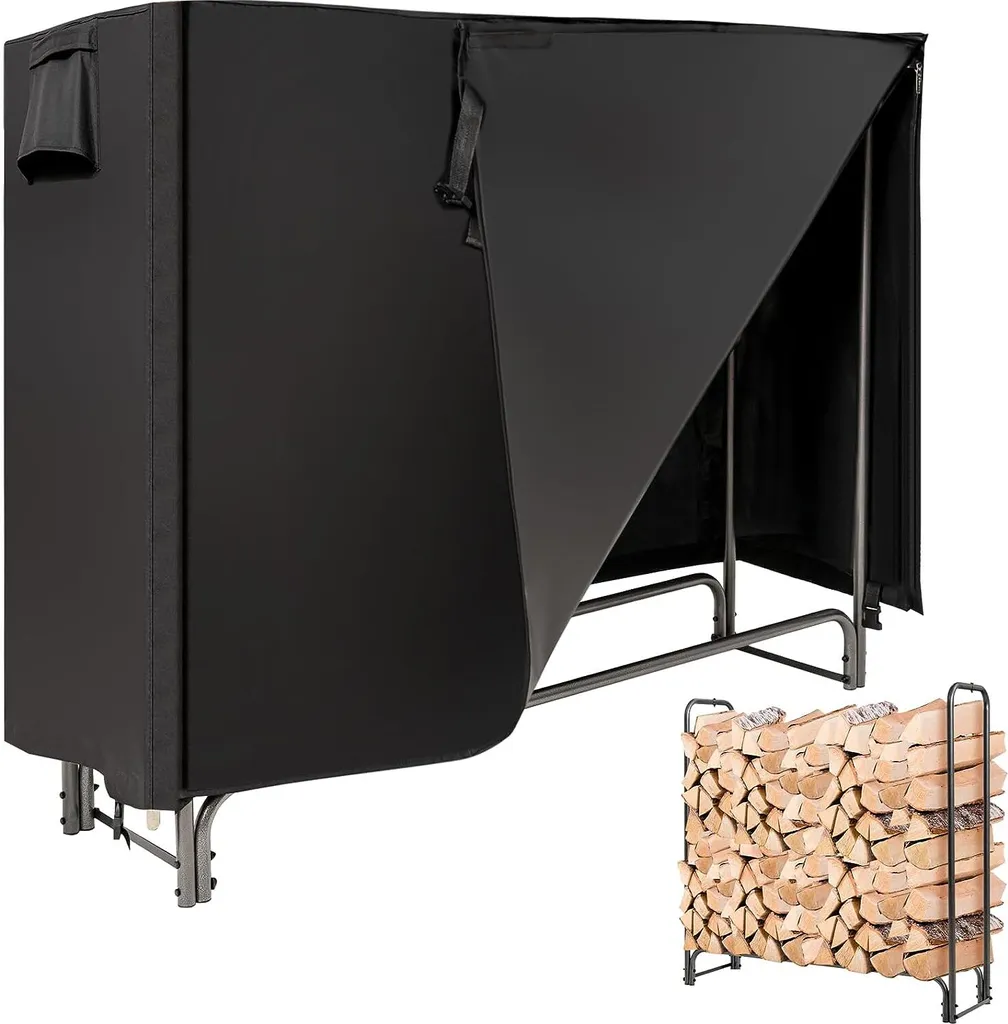 Support pour bois de cheminée extérieur avec housse de protection