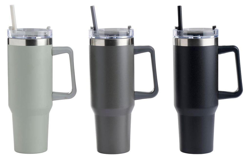 Thermobecher mit Strohhalm 1100ml | Isolierbecher 304 Produktbild 
