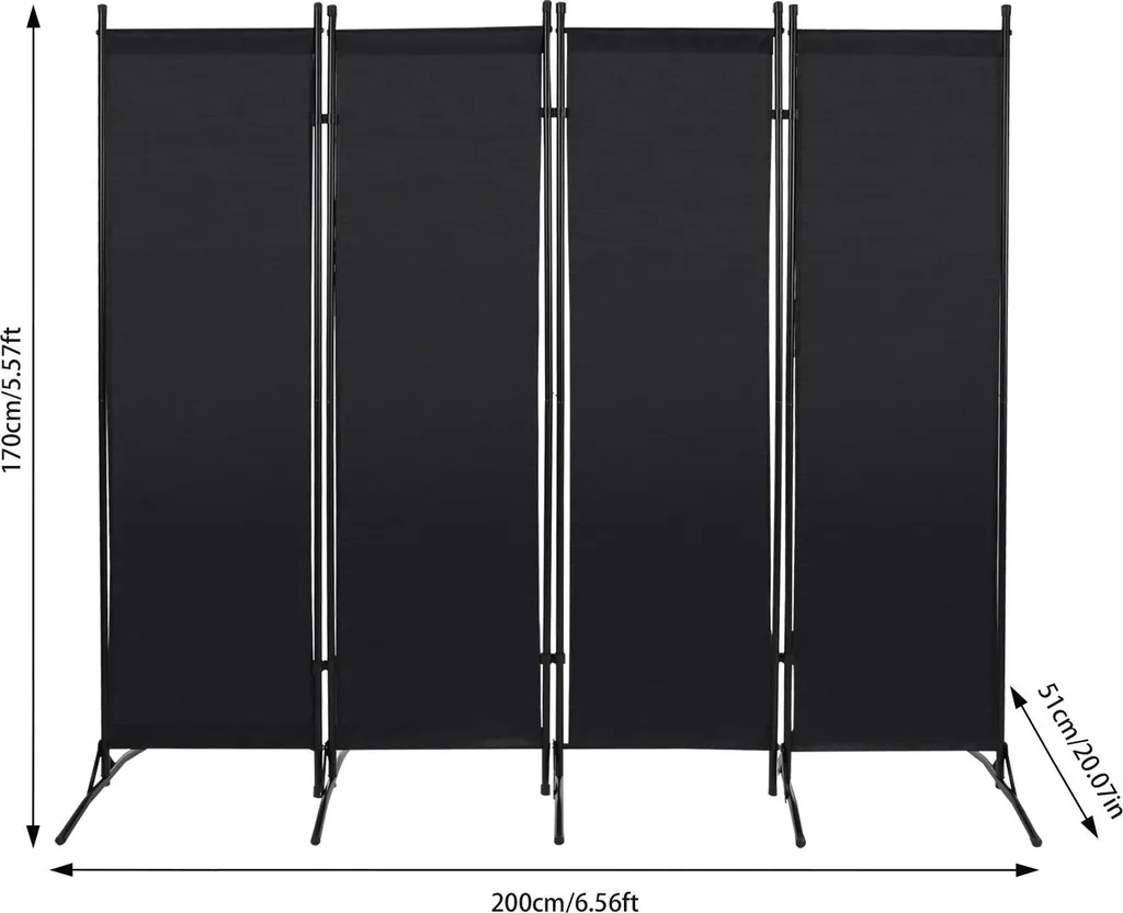 Paravent de bureau pliable gris foncé idéal pour télétravail et salon
