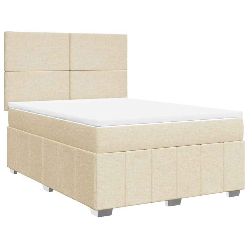 Boxspringbett mit Matratze Creme 140x190 cm Stoff