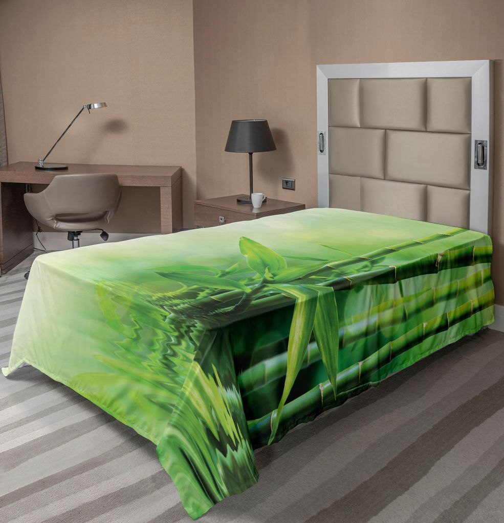 ABAKUHAUS asiatisch Bettlaken, Zen Bambus Stiele Reflexion auf Wasser Frische Japanischen Natur Zen Spa, weiches bequemes oberes Bettlaken für ein...