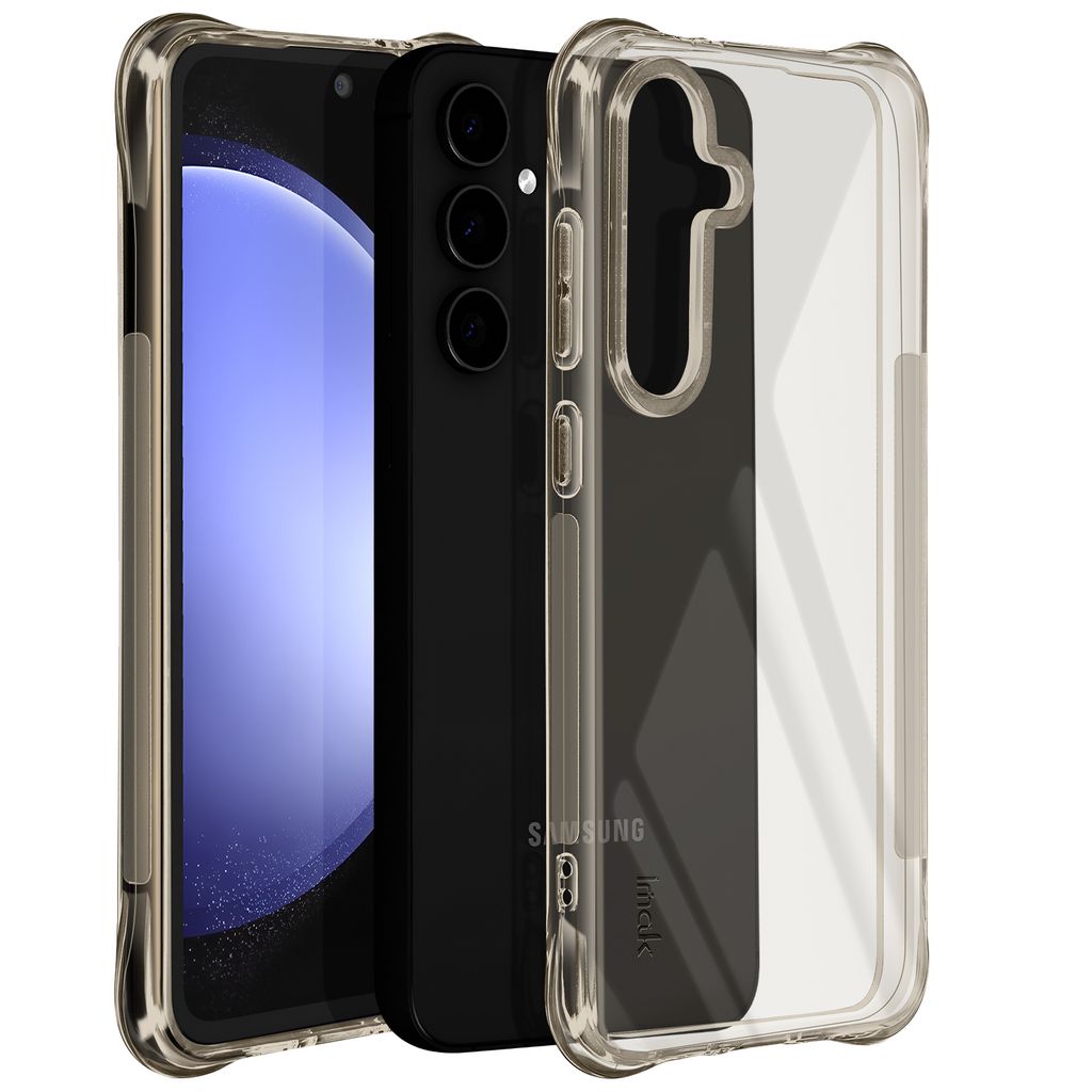 iMak, Stoßfeste Hülle für Samsung Galaxy S24 FE Silikon Verstärkte Ecken, Transparentes Schwarz