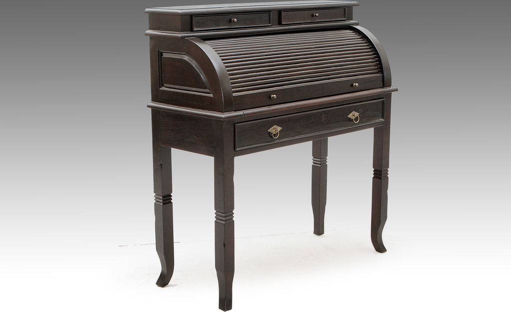 SIT Möbel Sekretär mit Rollladen | Akazie-Holz antikfinish | 4 Schubladen, 5 Fächer | B 100 x T 41 x H 106 cm | 09840-30 | Serie SAMBA