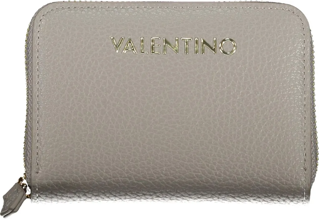 Portafoglio Classico Donna Grigio con Tasca Portamonete e Zip