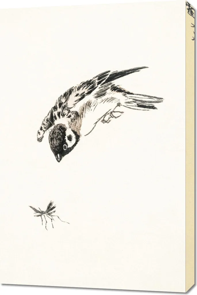 Quadro Sparrow 60x90 cm Kashu | Trend Vintage Giapponese Soggiorno