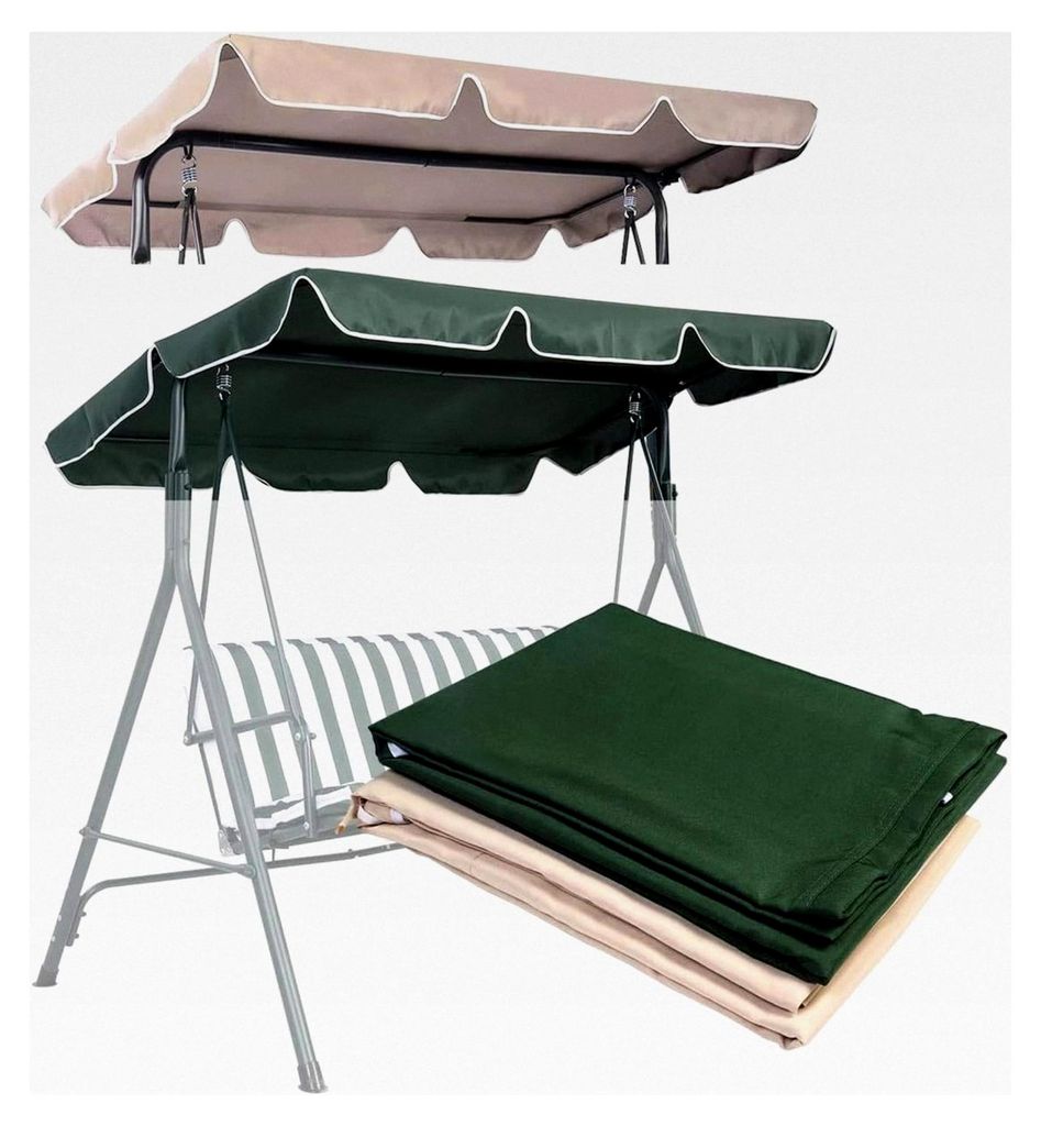 Sonnendach für Hollywoodschaukel, universelles Ersatzdach, wasserabweisende Dachplane mit UV-Schutz, Maße (168 x 114 cm, Beige)