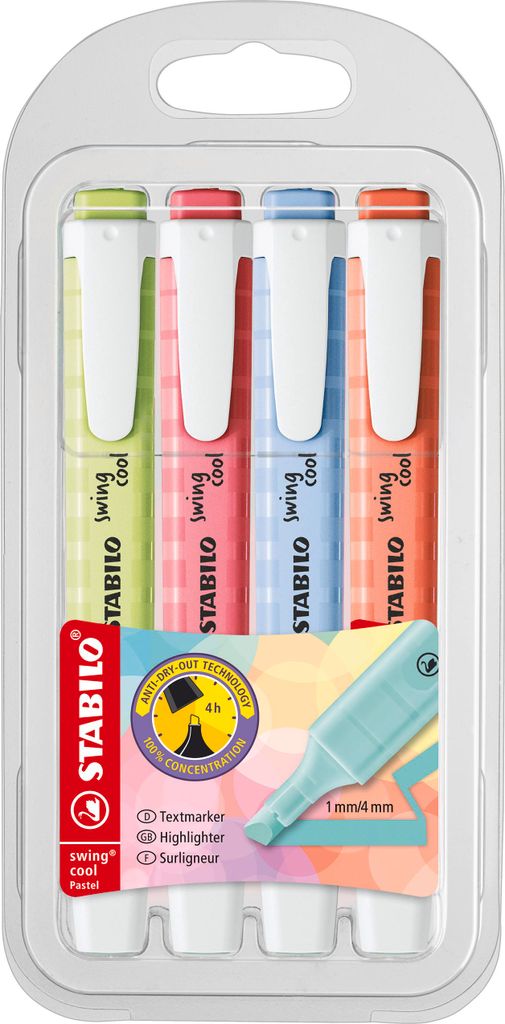 STABILO Textmarker -  swing cool Pastel - 4er Pack - Produktbild 