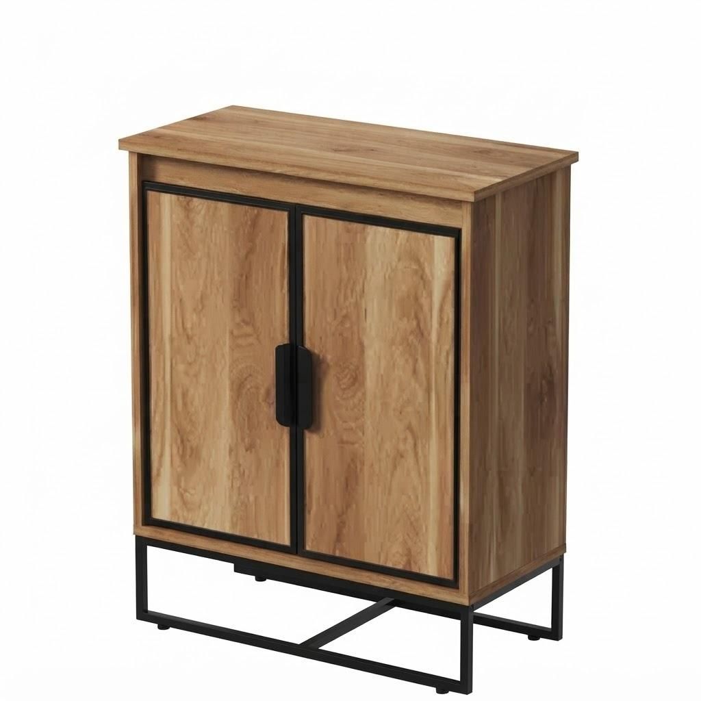 Mobile da bagno per lavabo a 2 ante, stile loft, marrone Immagine del prodotto 