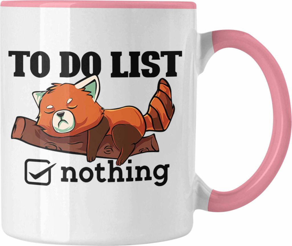 Trendation - Lustige Roter Panda Tasse Witziges Geschenk für Tierliebhaber (Rosa)