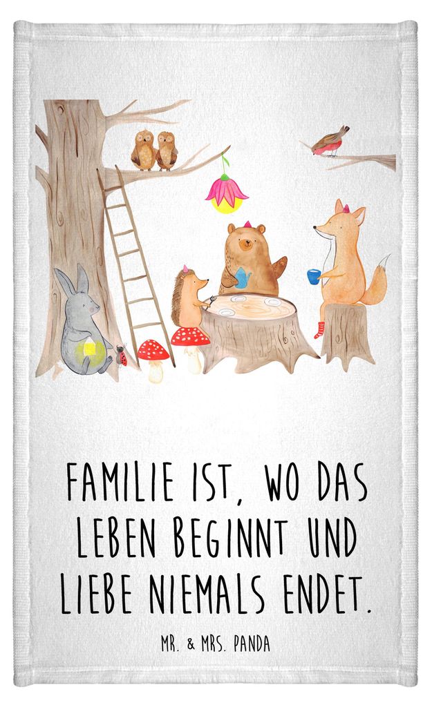 Mr. & Mrs. Panda Handtuch Waldtiere Picknick - Weiß - Geschenk, Lustige Sprüche, Maus, Frotteetuch, Eichhörnchen, Mini-Handtuch, Hase, Gäste-WC...