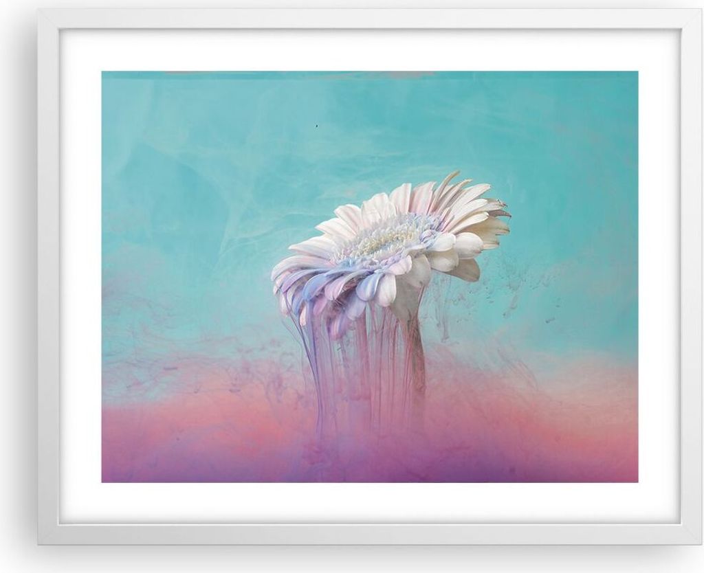 Gerahmtes Poster - Weißer Rahmen - Modern Grafik Blume - 50x40 cm - Wand Bild - Wanddeko - Wandbilder - Kunstposter - Wandposter - Bilderrahmen - ...