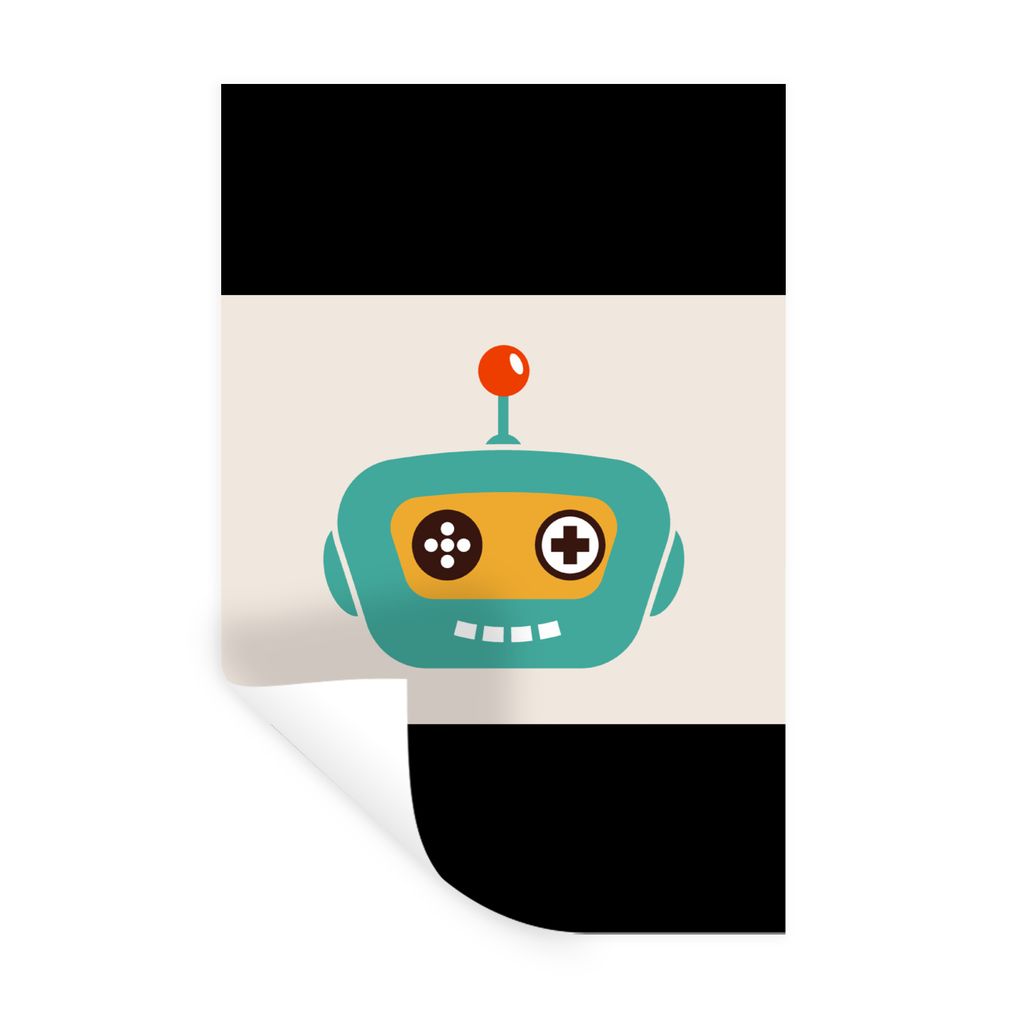 MuchoWow Wandtattoo Wandsticker Wandaufkleber Roboter - Gesicht - Antenne - Technik - Junge - Kind 40x30 cm Selbstklebend und Repositionierbar - ...