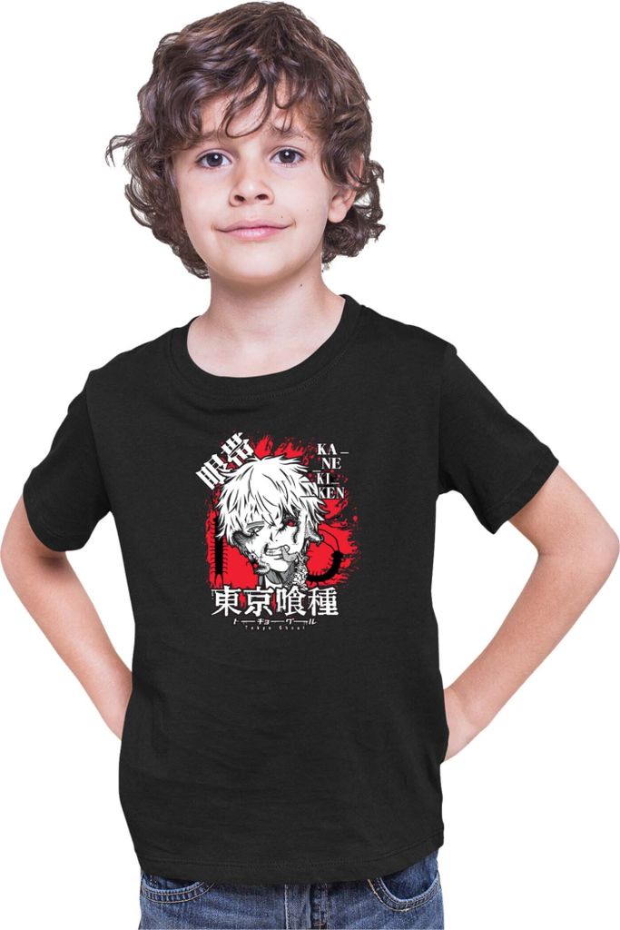 Kinder T-Shirt Japan Anime Manga Tokyo Ghoul 02 Ghoul, 7-8 Jahr - 128 / Schwarz