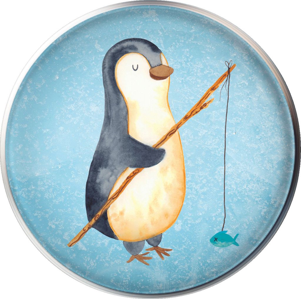 Mr. & Mrs. Panda Waschbecken Stöpsel Pinguin Angler - Eisblau - Geschenk, Geschenkidee, Abfluss-Stopfen, Angeln, Urlaub, Waschbecken-Stopfen, Abfl...