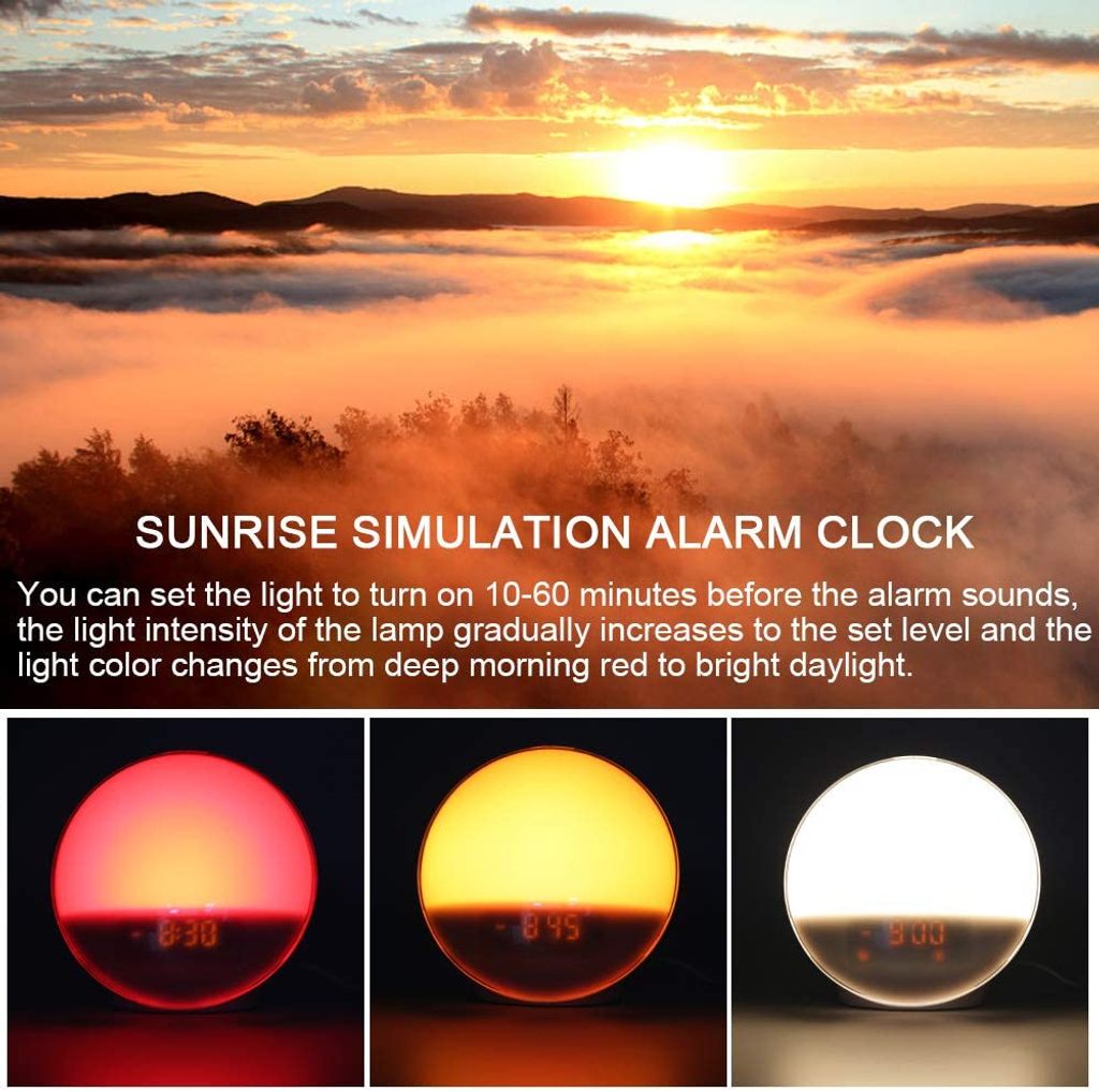 Lichtwecker Wake Up Light Sonnenaufgang Sonnenuntergang Simulation mit UKW-Radio 