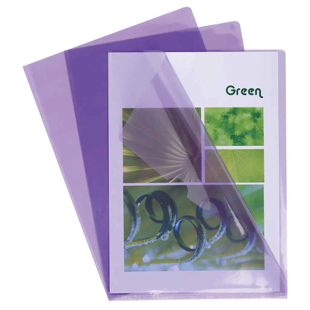 Protège-documents A4 violet en PVC lisse épaisseur 130my lot de 100 unités