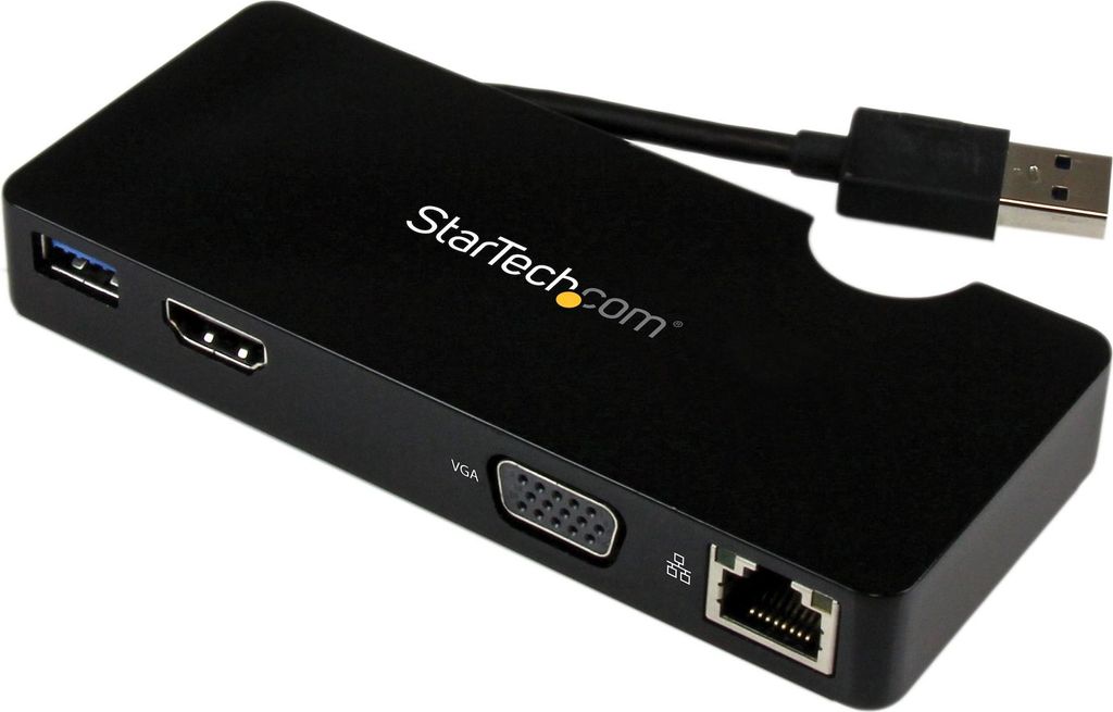 StarTech.com USB 3.0 Universal Laptop Mini Dockingstation mit HDMI oder VGA, Gigabit Ethernet, USB 3.0, Kabelgebunden, USB 3.2 Gen 1 (3.1 Gen 1) Ty...