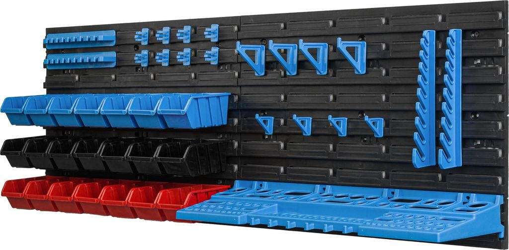 botle 24 stapelboxen, wandrek, kunststof, 77 x 78 cm, gereedschapshouder, werkplaats, garage, opslagsysteem, opbergbakken