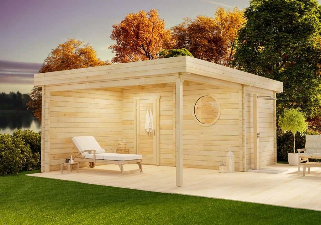 FinnTherm Saunahaus Cubus-70 Royal, 70 mm Wandstärke (411 x 549 cm)