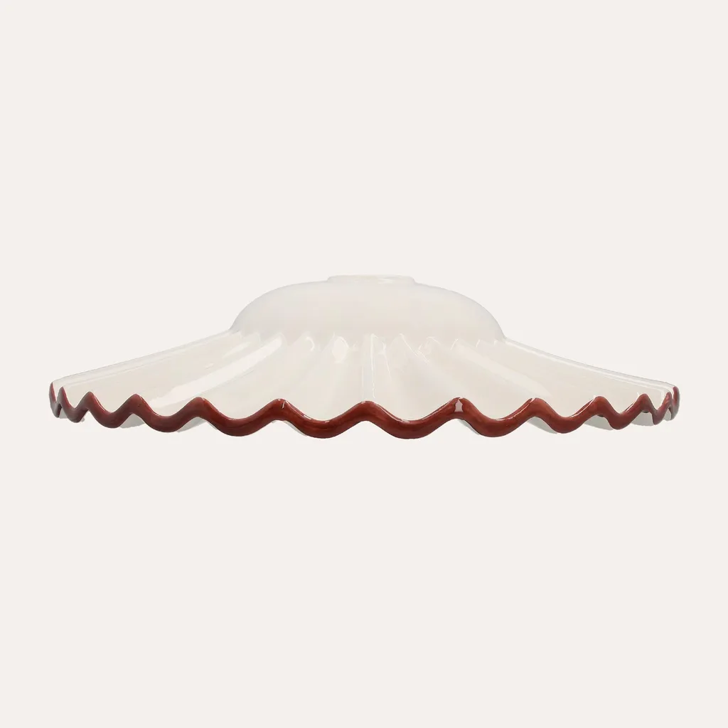 Abat-jour en céramique ondulé blanc et marron KEYHOMESTORE - Ø 39 cm