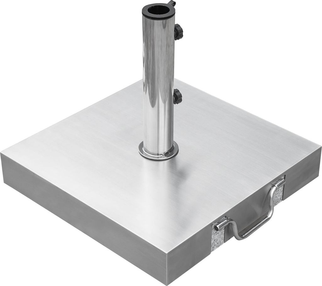 Edelstahl Sonnenschirmständer mit Rollen + ausziehbarem Griff + massivem Granit-Kern