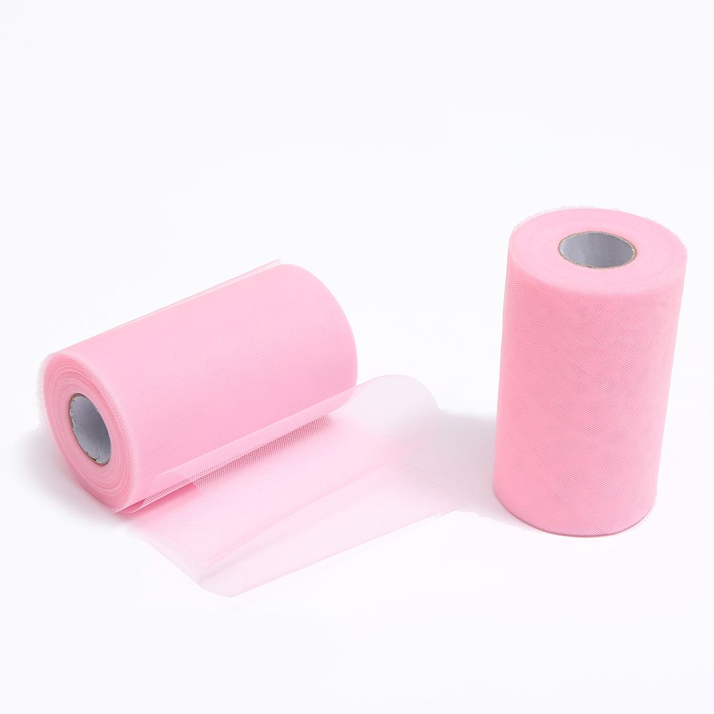 ZADAWERK Tüll - 15 cm x 45 m - Rosa - 1 Rolle - Tisch-Deko - Hochzeit - Weihnachts-Tüll - Geschenk - Schleife - Schleier - Tutu - DIY Tüllrolle