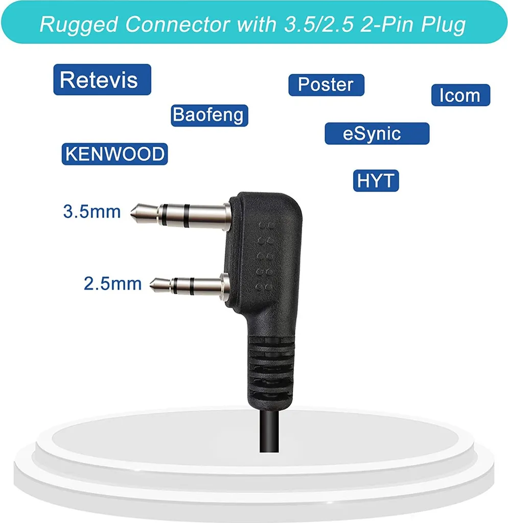 Auricolari 2 Pin G-Shape Retevis per Escursioni e Softair | 2 Pezzi - 9