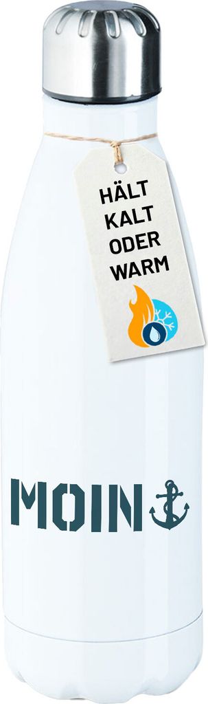 Huuraa Trinkflasche Moin Anker 500ml White Edelstahl Wasserflasche Trinkflasche Geschenkidee