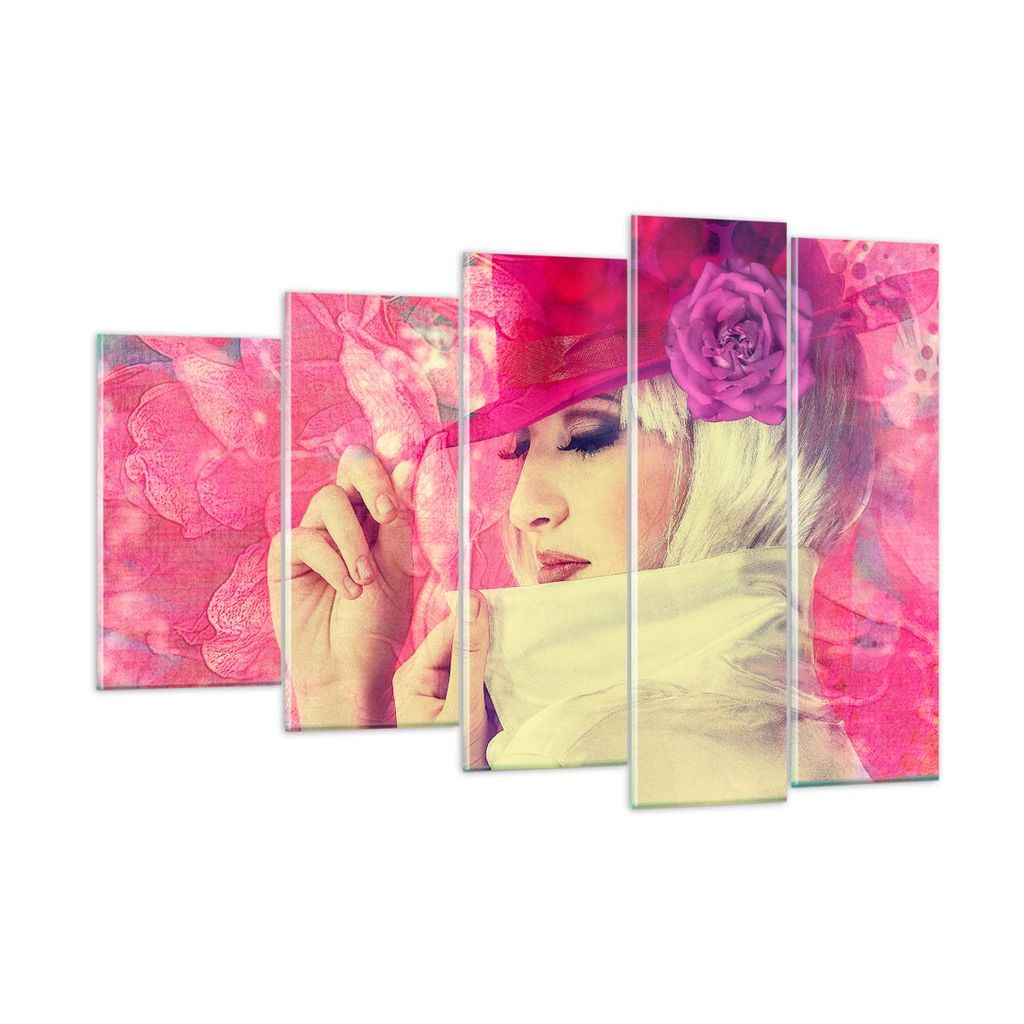 Bilder auf glas - weiblich Blumen- Blume Mode - 150x100cm - Glasbilder - Wandbilder - Kunstdruck - zum Aufhängen bereit - Wanddekoration aus Glas ...