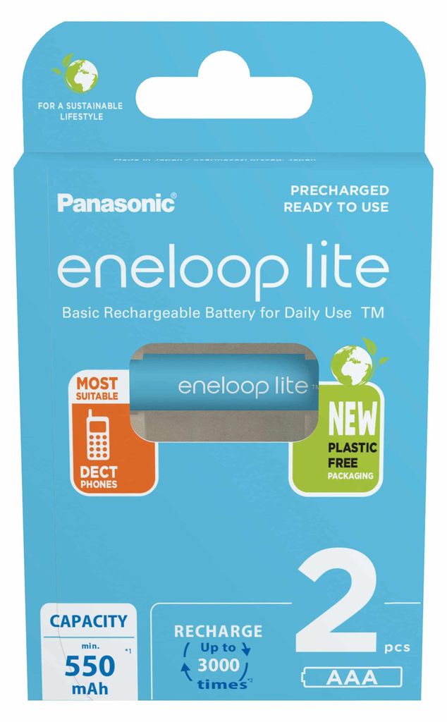1x2 Panasonic Eneloop lite Micro 550mAh AAA Ni-MH    Produktbild 