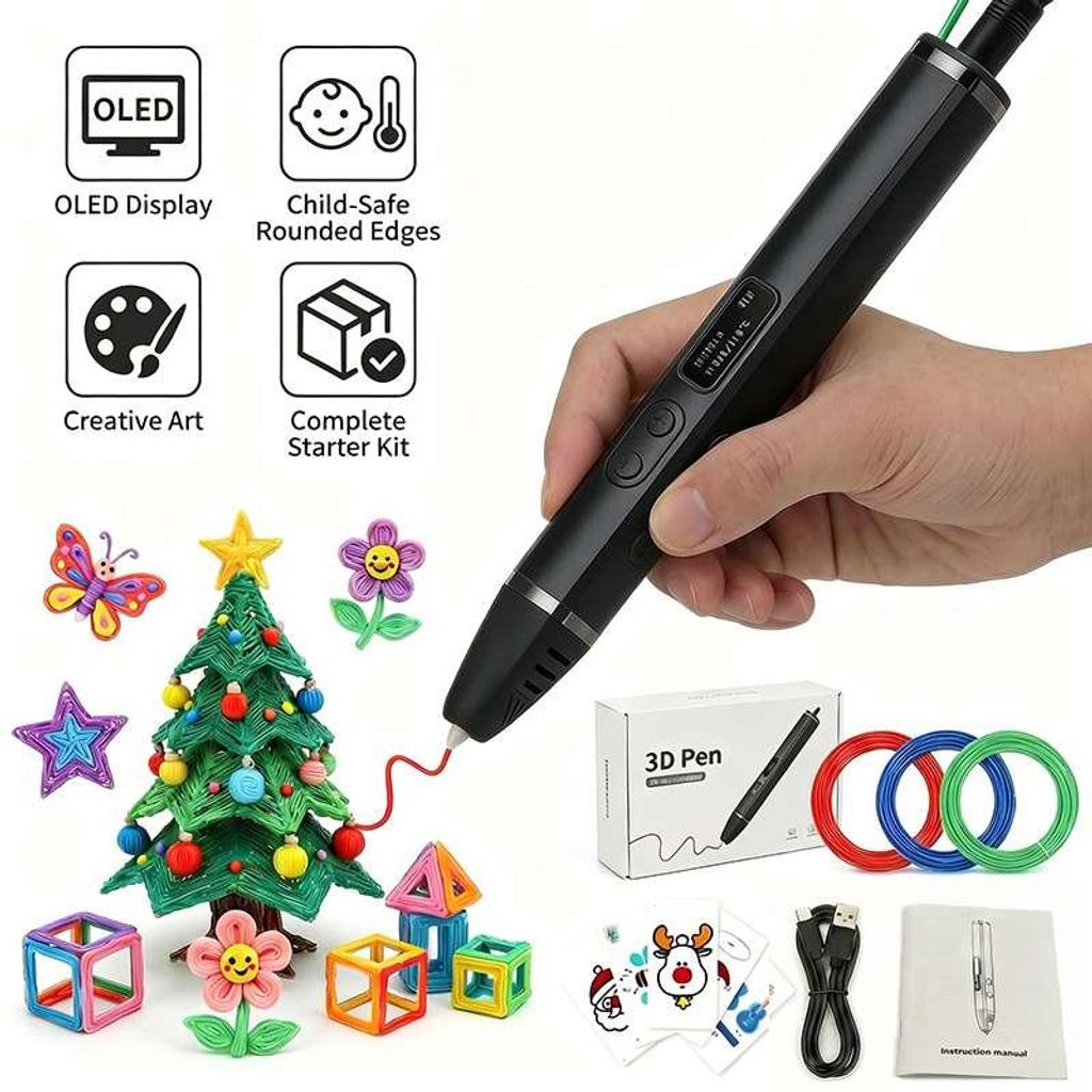 ZELURXX 3D-Stift mit OLED-Display, präziser Produktbild 
