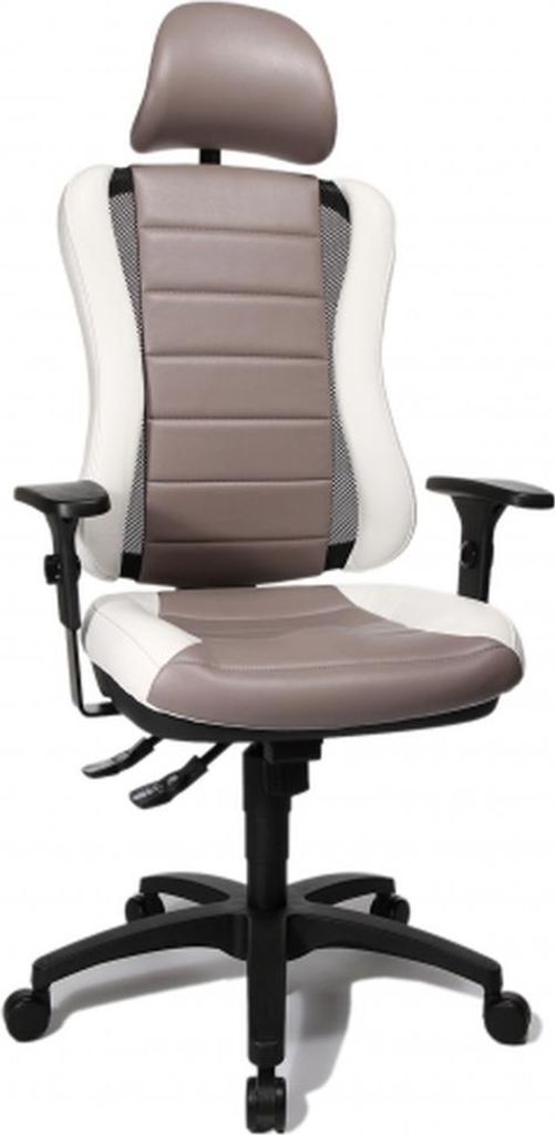 Topstar Profi Bürostuhl HEAD POINT RS Ergonomischer Schreibtischstuhl mit Armlehnen Stoff Weiß Drehstuhl für Büro, Zuhause