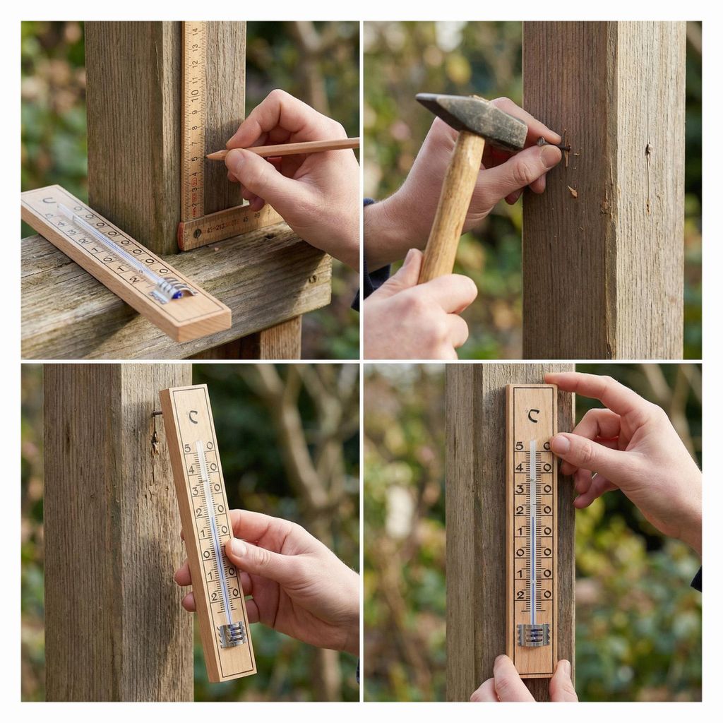 5 Stück Holz Außenthermometer Set 17cm Temperatur -25 bis Produktbild 