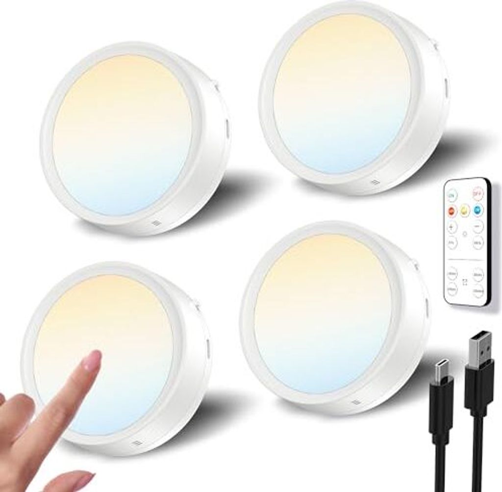 LED-Spot-Batterie USB-wiederaufladbar, 1600 mAh betriebene drahtlose Messkoffer-Leuchten-Fernbedienung Timer Magnetische Leuchte Küche Runde