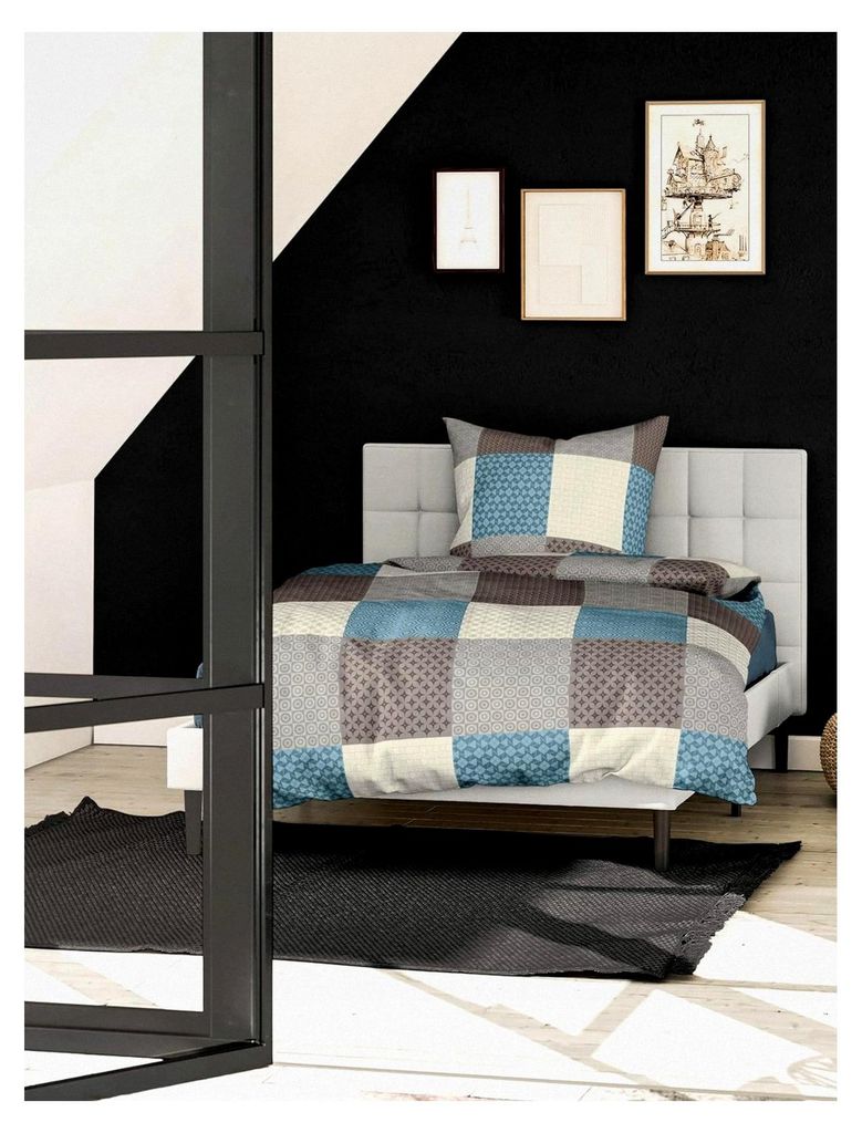 Bettwäsche Fein-Biber, 100% Baumwolle, Designed in Germany, mokka 04, 135x200 + 80x80 cm