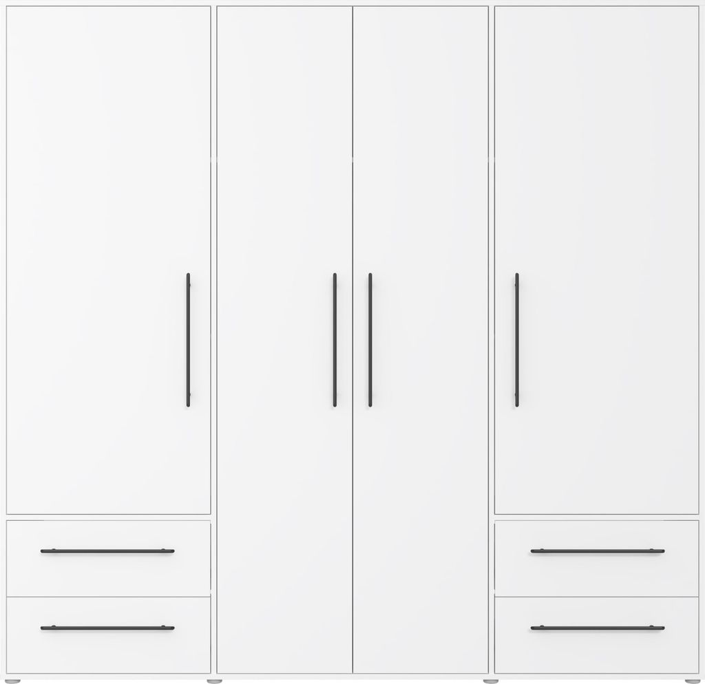Kleiderschrank - 206 x 200 cm - 4 Türen - 4 Schubladen - Produktbild 