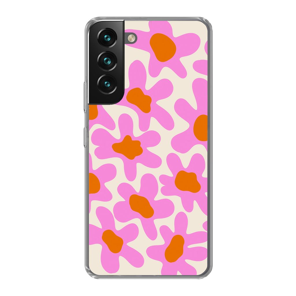 MuchoWow Handyhülle Schutzhülle Hülle für Samsung Galaxy S22 Plus Blume - Rosa - Muster Silikon Softcase Handy Hülle - Schutzabdeckung - Geb...