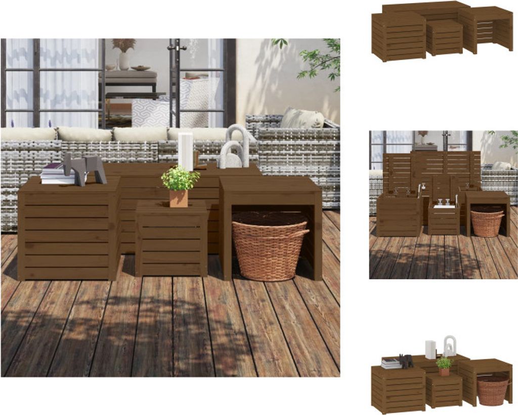 vidaXL 4-tlg. Gartenbox-Set Honigbraun Massivholz Kiefer - Gartenboxen
