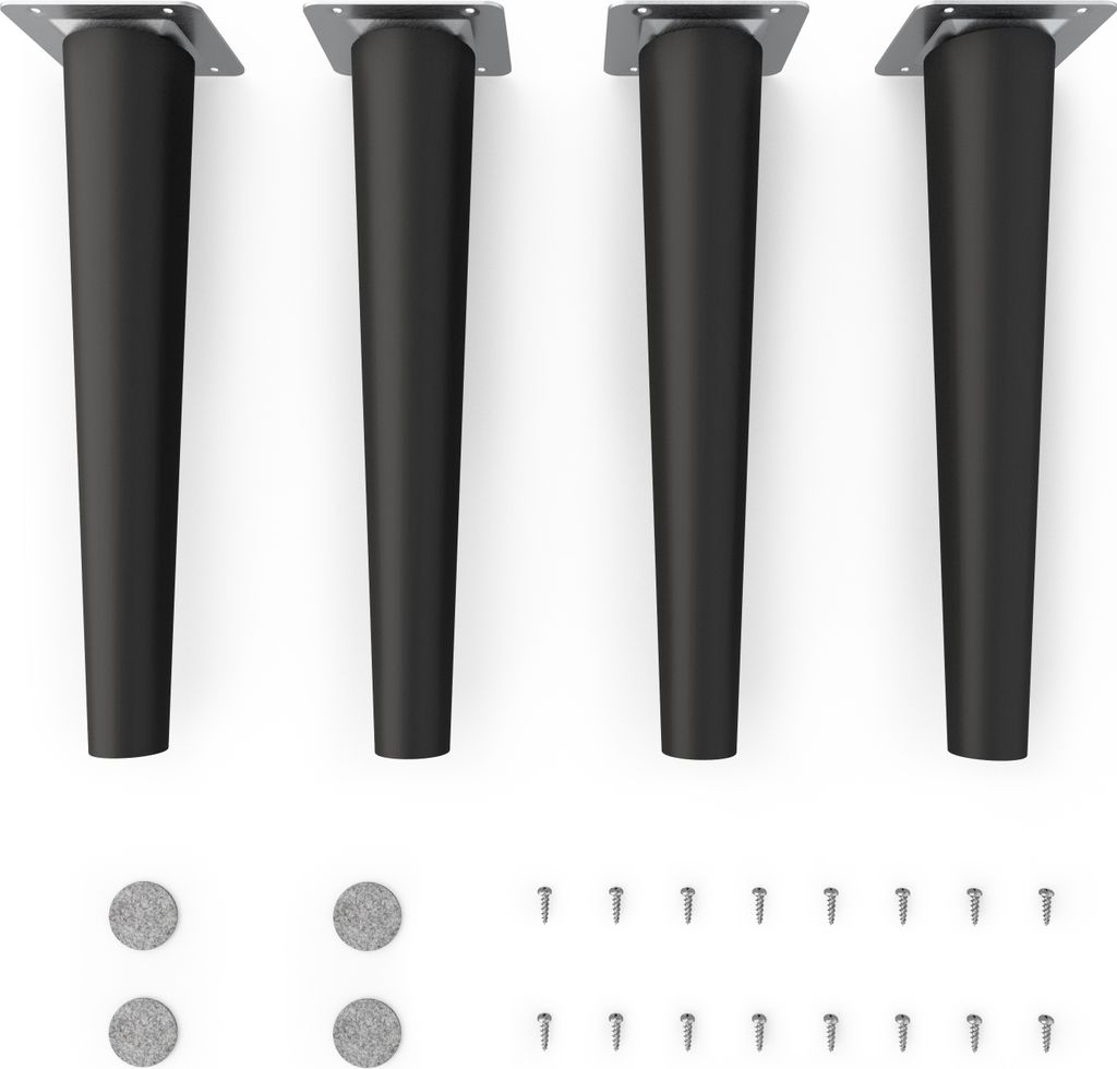 4x sossai Holzfüße Schwarzmatt - gerade Ausführung 25cm Produktbild 