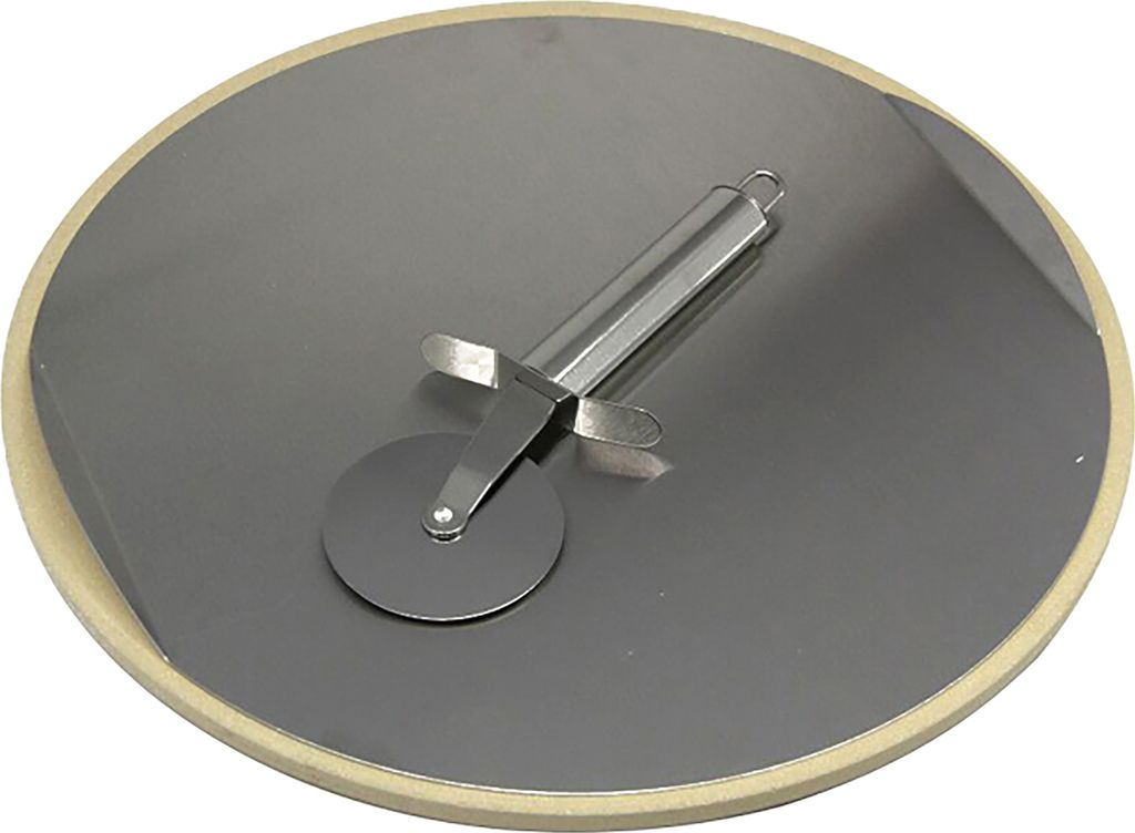 Dehner Pizzastein, inkl. Pizzaschneider, Ø 33 cm, Edelstahl, silber