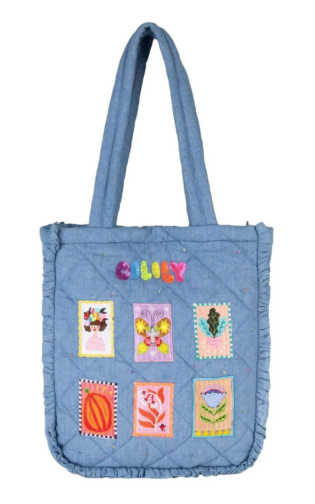 Oilily sac à épaule Tatum Tote Bag Brunnera Blue - Sac à main chic fleuri