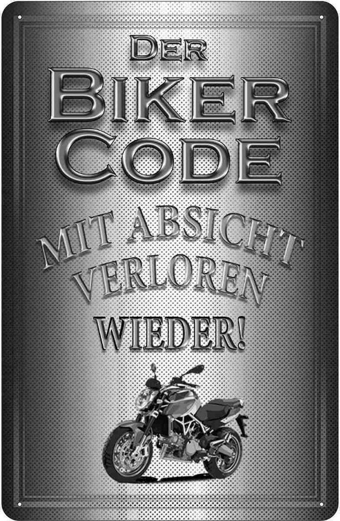 vianmo Blechschild 30x20 cm Motorrad Biker Code mit Absicht Auto Garage Werkstatt