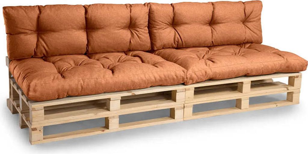 Palettenkissen, Gartensofakissen, Sitzkissen, N_PPI (2x Set Sitzkissen 120x80 + Rückenlehne 120x40, Orange)