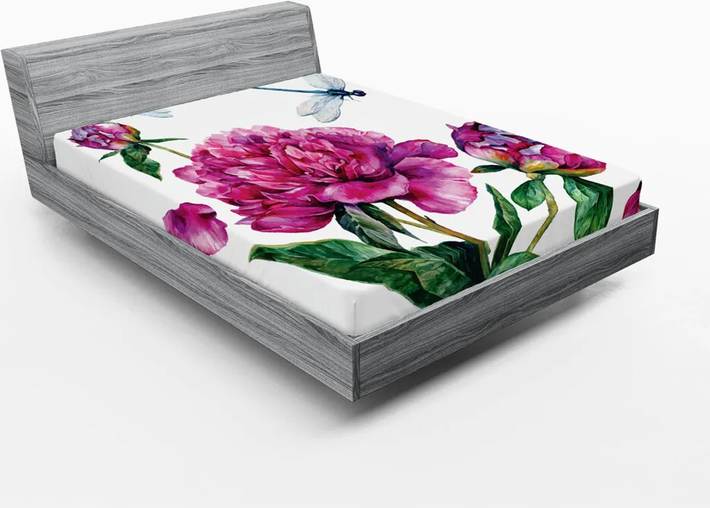 Drap-housse 180x200 cm Imprimé Floral Aquarelle pour Grand Lit Double