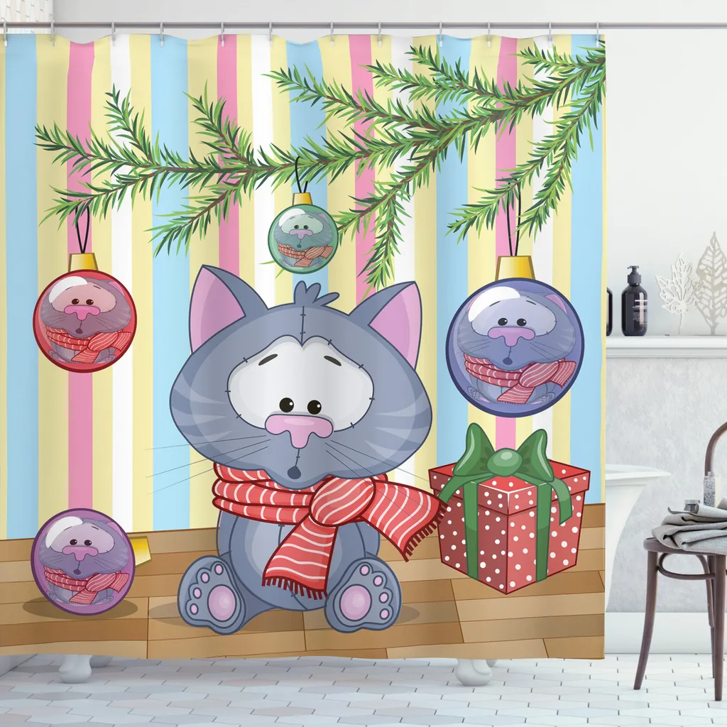 Tenda Bagno Natale ABAKUHAUS 175x220cm Tessuto Antimuffa con Ganci