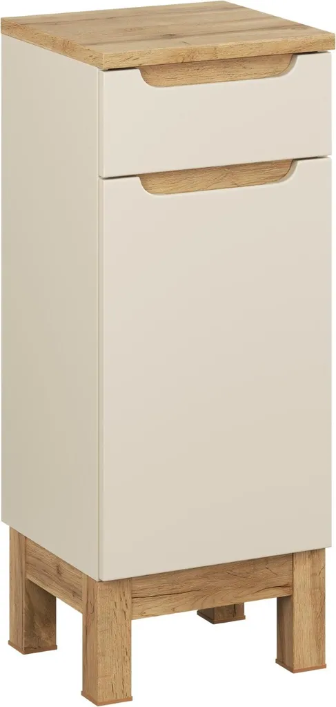 Solution gain de place : Meuble Bali 35cm Beige et Chêne pour salle de bain