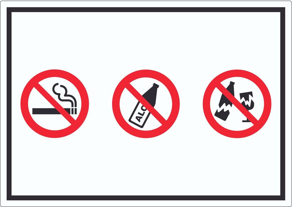 Aufkleber Alkohol Rauchen Glas verboten Symbol A0 (841x1189mm)