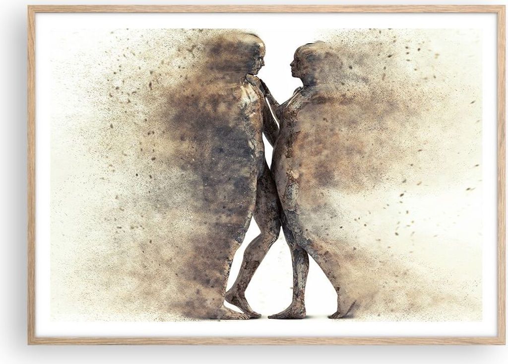 Gerahmtes Poster - Rahmen in heller Eiche - Staub eine Frau ein Mann der Liebe - 100x70 cm - Wand Bild - Wanddeko - Wandbilder - Wandposter - Bilde...