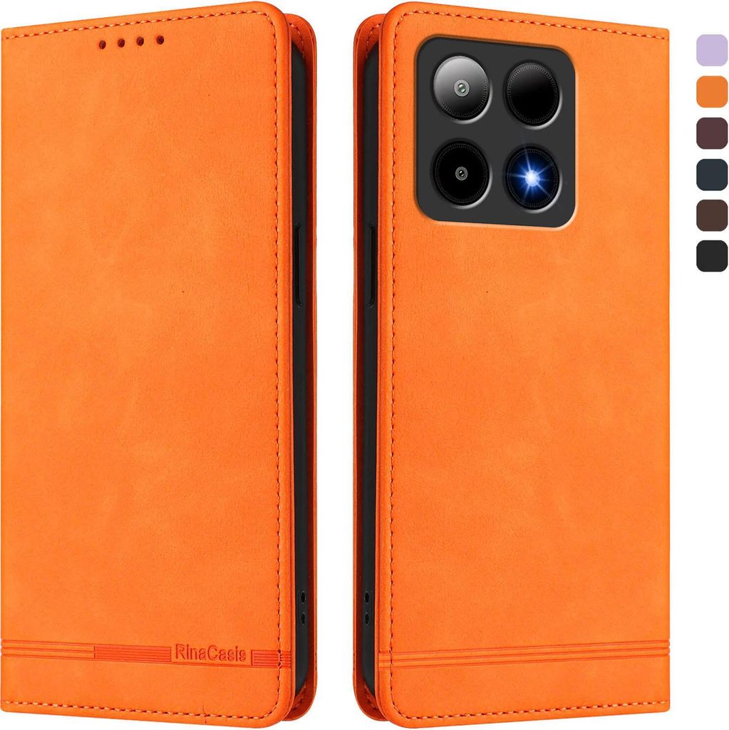 Hülle für Boost Summit 5, Retro Kunstleder Ständer Klapphülle mit Kartenfächer und Magnetische Orange